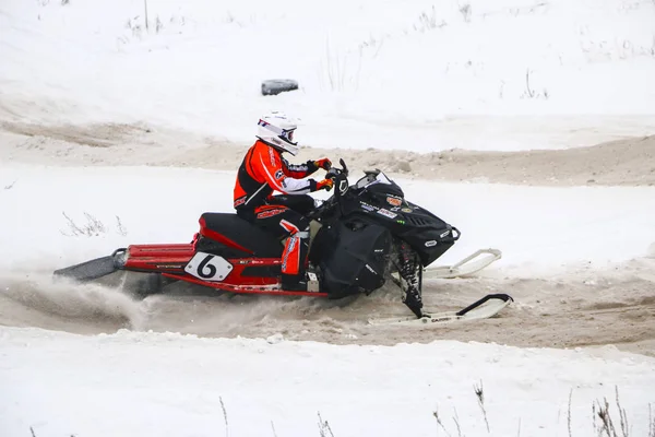 Volzhsk Russia Fevereiro 2019 Campeonato Rússia Cross Country Motos Neve — Fotografia de Stock