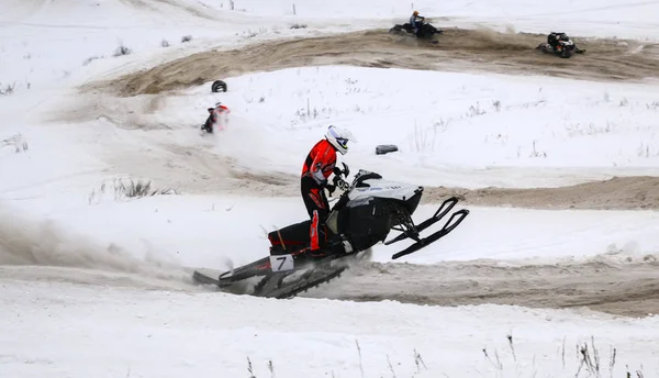 Volzhsk Russland Februar 2019 Russland Meisterschaft Cross Country Auf Schneemobilen — Stockfoto