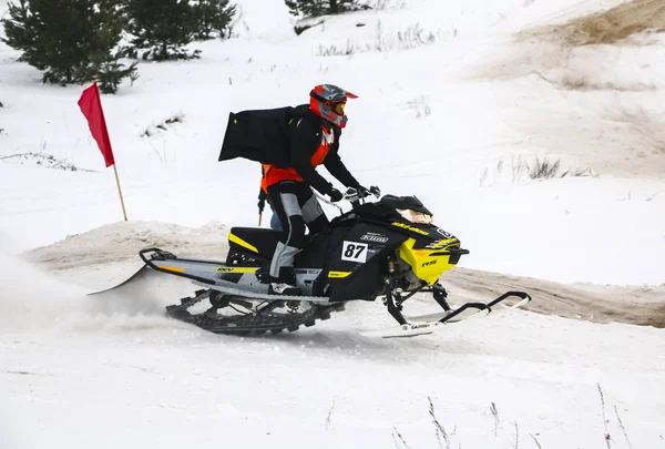 Volzhsk Russia Fevereiro 2019 Campeonato Rússia Cross Country Motos Neve — Fotografia de Stock