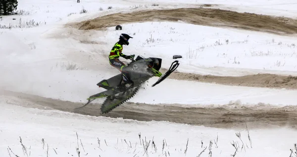 Volzhsk Russia Fevereiro 2019 Campeonato Rússia Cross Country Motos Neve — Fotografia de Stock