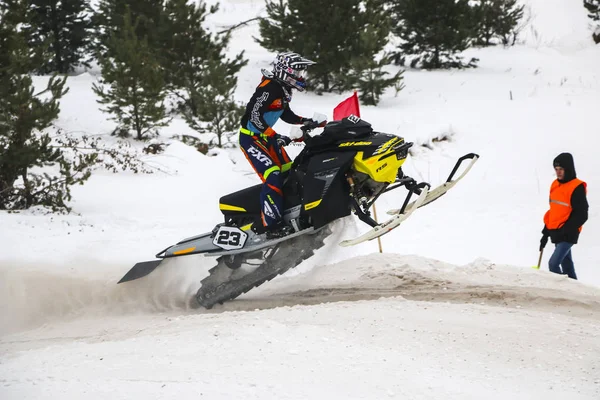 Volzhsk Russie Février 2019 Championnat Russie Ski Fond Motoneige — Photo