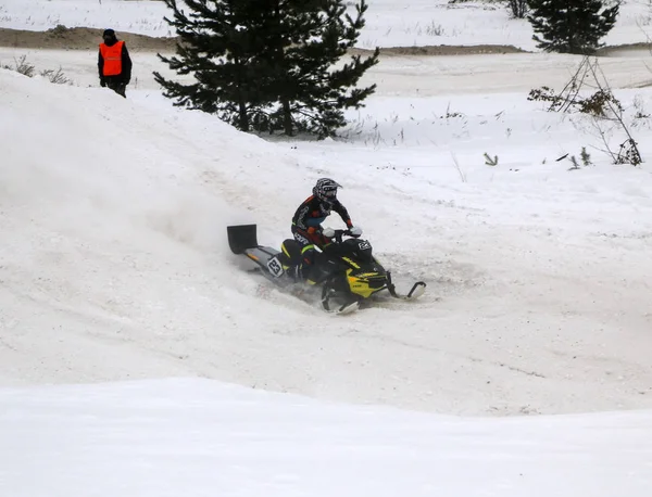 Volzhsk Russia Fevereiro 2019 Campeonato Rússia Cross Country Motos Neve — Fotografia de Stock