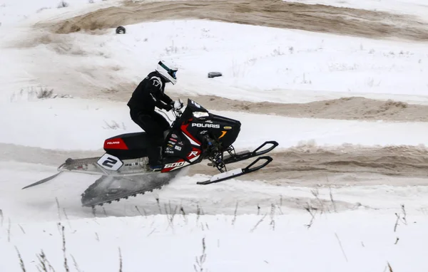 Volzhsk Rusya Şubat 2019 Şampiyonası Rusya Nın Kros Kar Motosikletleri — Stok fotoğraf