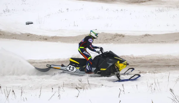 Volzhsk Russia Fevereiro 2019 Campeonato Rússia Cross Country Motos Neve — Fotografia de Stock