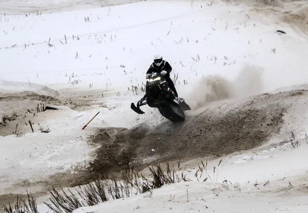 Volzhsk Russia Fevereiro 2019 Campeonato Rússia Cross Country Motos Neve — Fotografia de Stock