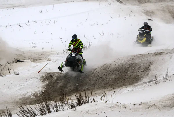 Volzhsk Russland Februar 2019 Russland Meisterschaft Cross Country Auf Schneemobilen — Stockfoto