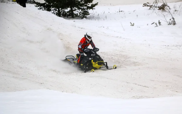 Volzhsk Rusya Şubat 2019 Şampiyonası Rusya Nın Kros Kar Motosikletleri — Stok fotoğraf