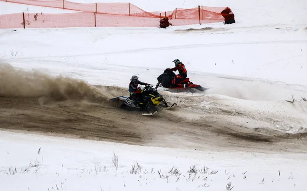 Volzhsk Russia Fevereiro 2019 Campeonato Rússia Cross Country Motos Neve — Fotografia de Stock