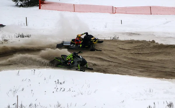 Volzhsk Russia Fevereiro 2019 Campeonato Rússia Cross Country Motos Neve — Fotografia de Stock