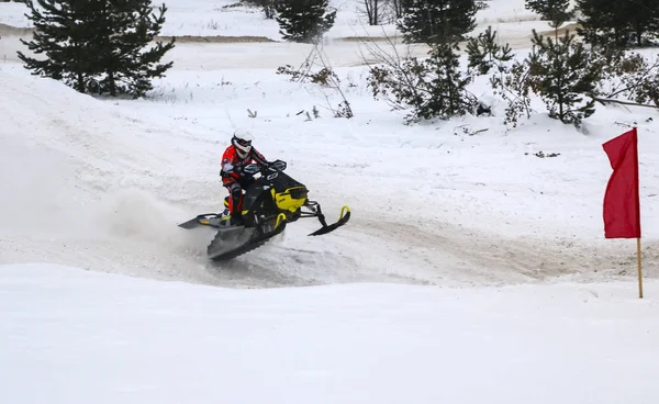 Volzhsk Rusya Şubat 2019 Şampiyonası Rusya Nın Kros Kar Motosikletleri — Stok fotoğraf