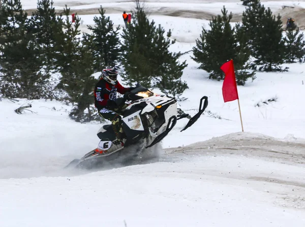 Volzhsk Rusya Şubat 2019 Şampiyonası Rusya Nın Kros Kar Motosikletleri — Stok fotoğraf