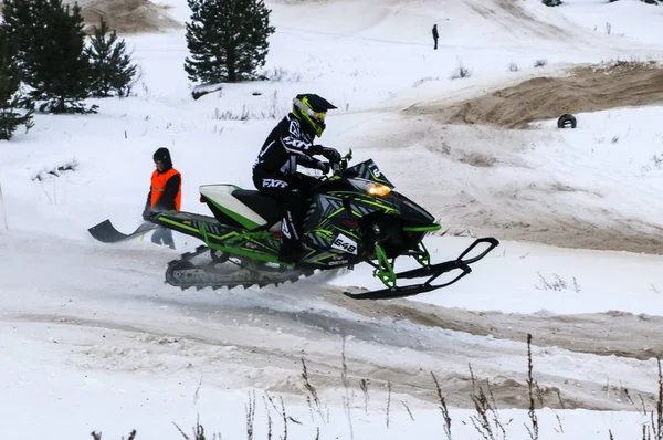 Volzhsk Rusya Şubat 2019 Şampiyonası Rusya Nın Kros Kar Motosikletleri — Stok fotoğraf