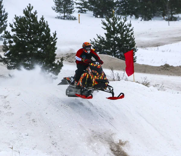 Volzhsk Russie Février 2019 Championnat Russie Ski Fond Motoneige — Photo