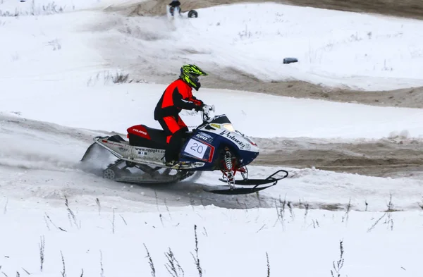 Volzhsk Rusya Şubat 2019 Şampiyonası Rusya Nın Kros Kar Motosikletleri — Stok fotoğraf