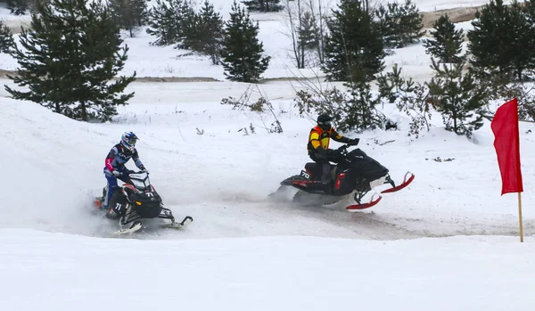 Volzhsk Russland Februar 2019 Russland Meisterschaft Cross Country Auf Schneemobilen — Stockfoto