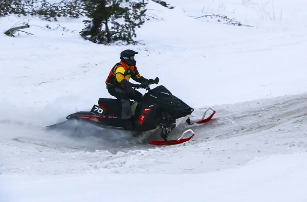 Volzhsk Russia Fevereiro 2019 Campeonato Rússia Cross Country Motos Neve — Fotografia de Stock