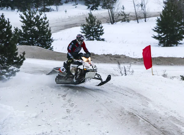 Volzhsk Rusya Şubat 2019 Şampiyonası Rusya Nın Kros Kar Motosikletleri — Stok fotoğraf