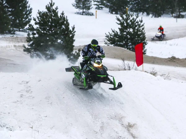 Volzhsk Russia Fevereiro 2019 Campeonato Rússia Cross Country Motos Neve — Fotografia de Stock