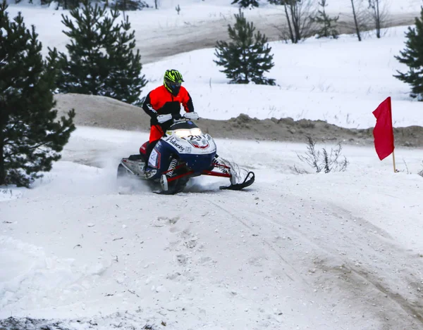 Volzhsk Russia Fevereiro 2019 Campeonato Rússia Cross Country Motos Neve — Fotografia de Stock