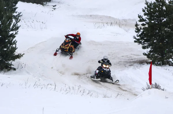 Volzhsk Russie Février 2019 Championnat Russie Ski Fond Motoneige — Photo