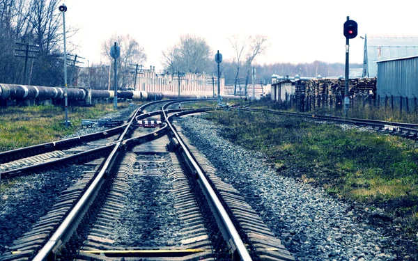 Chemin Fer Dans Zone Industrielle — Photo