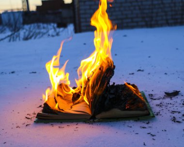 kar kitap yakma. sayfaları'deki kitap yazma ile parlak alev açın..