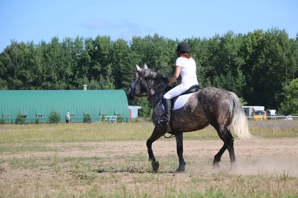 Yoshkar-Ola, RUSIA, 29 de julio de 2018: Carreras de caballos y saltos —  Fotos de Stock