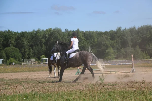 Yoshkar-Ola, RUSSIE, 29 juillet 2018 : Courses hippiques et sauts — Photo