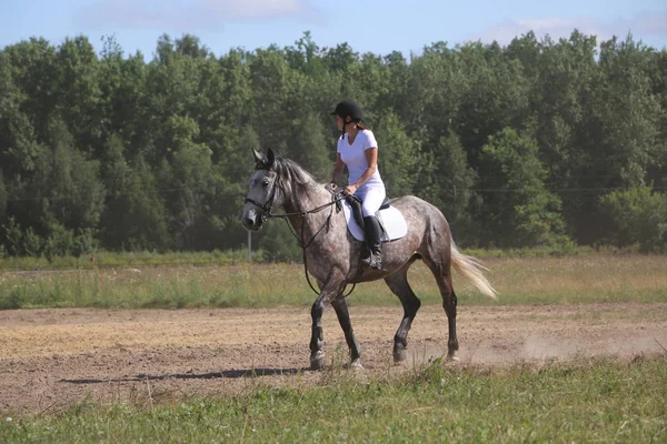 Yoshkar-Ola, RUSIA, 29 de julio de 2018: Carreras de caballos y saltos —  Fotos de Stock