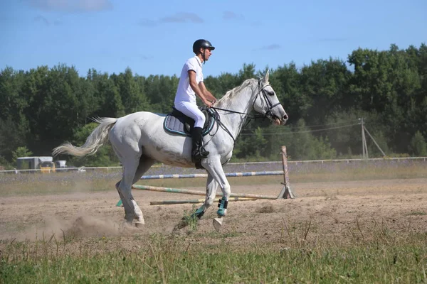 Yoshkar-Ola, RUSSIE, 29 juillet 2018 : Courses hippiques et sauts — Photo