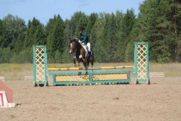 ヨシュカル ・ オラ ロシア、2018 年 7 月 29 日: 競馬とにジャンプ — ストック写真