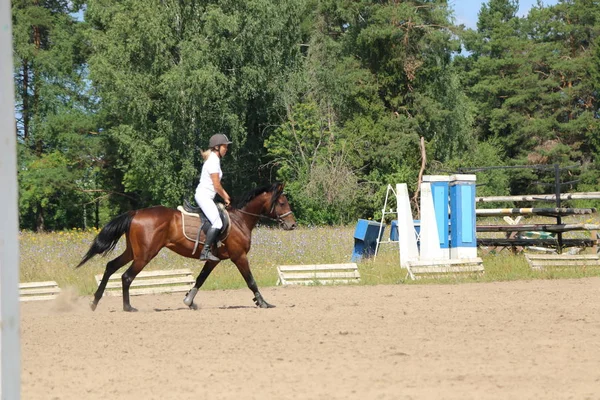 Yoshkar-Ola, Rusland, juli 29, 2018: Paardenrennen en springen op — Stockfoto