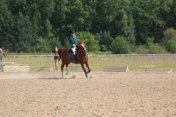 ヨシュカル ・ オラ ロシア、2018 年 7 月 29 日: 競馬とにジャンプ — ストック写真