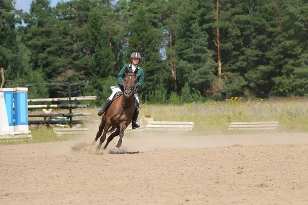 Yoshkar-Ola, RUSSIA, 29. juli 2018: Hesteveddeløp og hopping – stockfoto