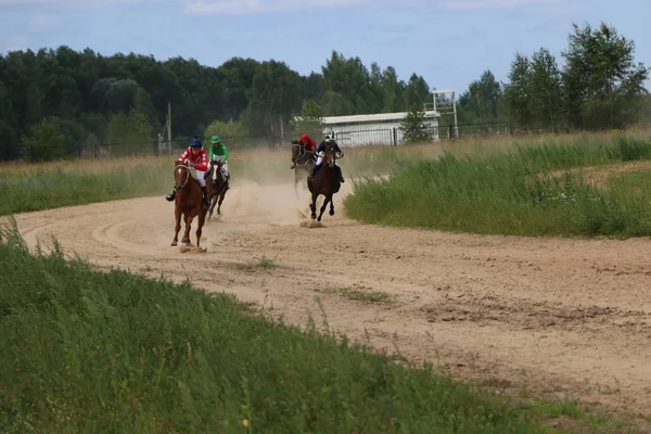 Yoshkar-Ola, RUSSIA, 29 de julho de 2018: Corrida de cavalos e salto — Fotografia de Stock