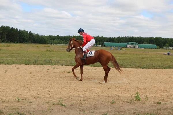 Yoshkar-Ola, Federacja Rosyjska, 29 lipca 2018 r.: Wyścigi konne i skoki — Zdjęcie stockowe