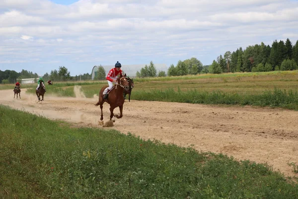 Yoshkar-Ola, RUSIA, 29 de julio de 2018: Carreras de caballos y saltos — Foto de Stock