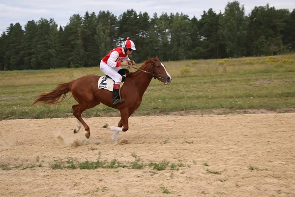 Yoshkar-Ola, RUSSIA, July 29, 2018: Horse racing and jumping on — Stock Photo, Image