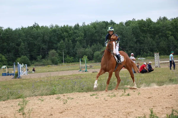 Yoshkar-Ola, RUSSIE, 29 juillet 2018 : Courses hippiques et sauts — Photo