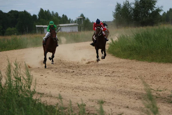 Yoshkar-Ola, Rusko, 29 července 2018: Koňské dostihy a skákání na — Stock fotografie