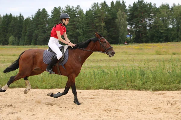 Yoshkar-Ola, RUSSIA, July 29, 2018: Horse racing and jumping on — Stock Photo, Image