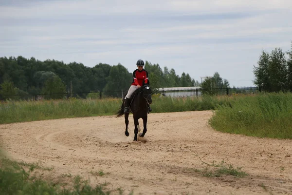 Yoshkar-Ola, Federacja Rosyjska, 29 lipca 2018 r.: Wyścigi konne i skoki — Zdjęcie stockowe