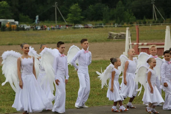 Yoshkar-Ola, RUSIA, 29 de julio de 2018: Carreras de caballos y saltos — Foto de Stock