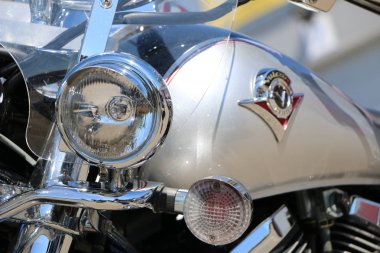 Kazan, Rusya, 26 Mayıs 2018: Motosiklet sezonu - otomatik-motor gösteri açılışı. Farlar, farları ve yan dönüş sinyalleri motosiklet.
