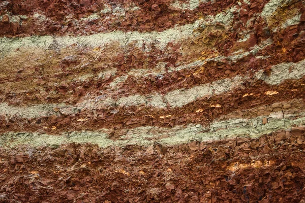 Υφή των διαφόρων στρωμάτων του αργίλου υπόγεια στο λατομείο αργίλου μετά από γεωλογική μελέτη του εδάφους. — Φωτογραφία Αρχείου
