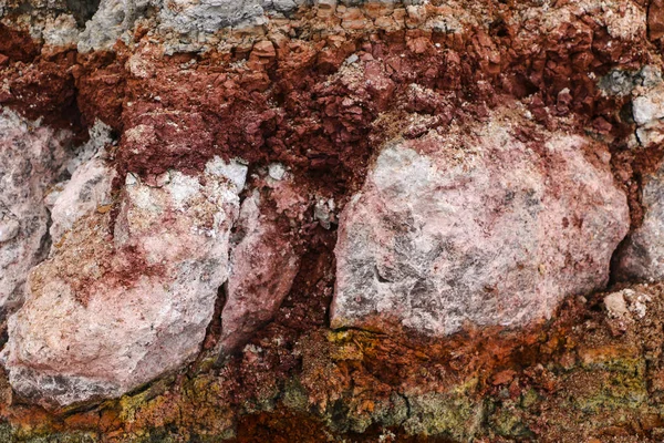 Texture des différentes couches d'argile souterraine dans la carrière d'argile après étude géologique du sol . — Photo