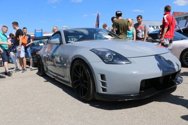 Yoshkar-Ola, Rusya, 02 Haziran 2019: oto ve Motosiklet Fuarı