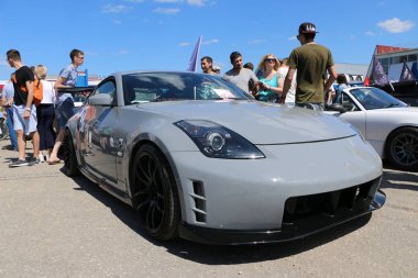 Yoshkar-Ola, Rusya, 02 Haziran 2019: oto ve Motosiklet Fuarı