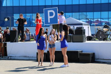 Yoshkar-Ola, Rusya, Haziran 02, 2019: Araba ve motor sergisi