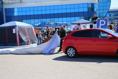Yoshkar-Ola, Rusya, Haziran 02, 2019: Araba ve motor sergisi
